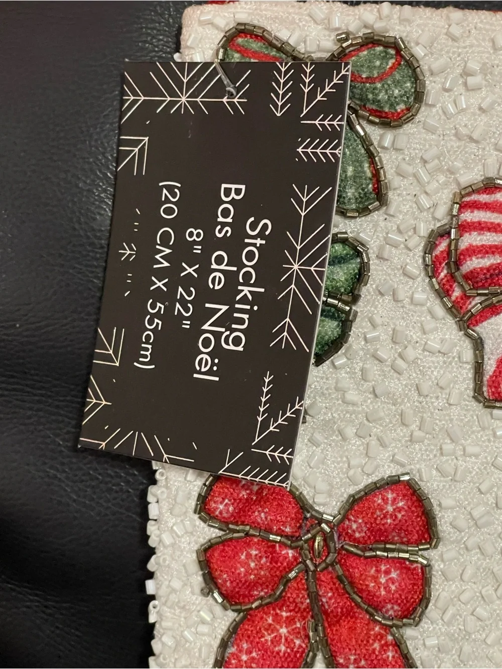 Tahari Red and Green Bow Holiday Stocking